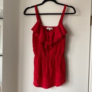 Red silk peplum ruffled Cami. Amanda Uprichard SM/P